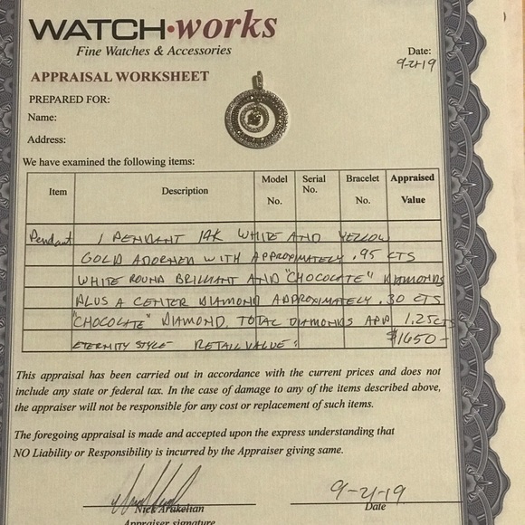 14K White and Yellow Gold Pendant with Diamonds - Picture 2 of 5